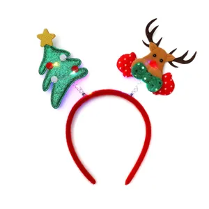 Weihnachts-LED-Haarreif mit niedlichem Tannenbaum und Rentier Design für Partys.