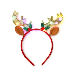 Weihnachts LED leuchtend Rentier Geweih Haarreif Nahaufnahme festliche Party Accessoire