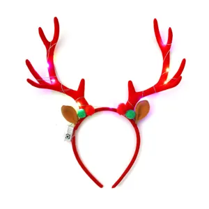 LED Weihnachten Rentier Geweih Haarreif leuchtend Haarschmuck fuer Party Fest Kostuem.