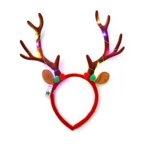 Weihnachten LED leuchtendes Rentier Geweih Haarreif festliche Party Dekoration Haarschmuck