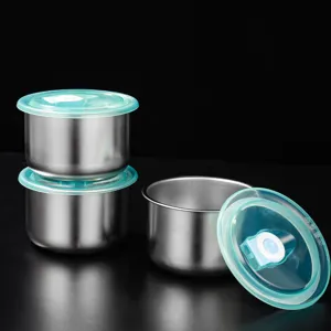 Stainless steel steaming bowl with airtight lid, perfect for baby food and daily meal prep.
