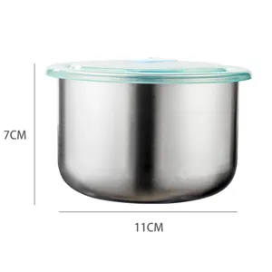 Stainless Steel Bowl with Lid 7x11cm Egg Custard Steaming Bowl Kitchen Food Storage