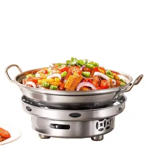 Portable Stainless Steel Alcohol Stove Small Hot Pot Outdoor Camping Tea Boiling Dry Pot Cookware