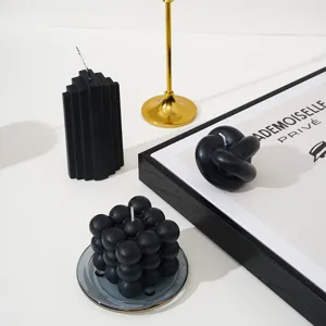 Ensemble bougies parfumées noires bulle nœud bougies pilier géométriques décor moderne