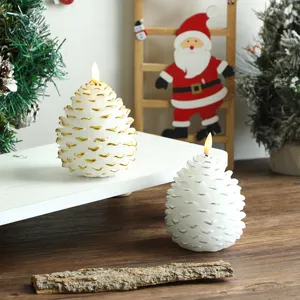 Noël LED Pomme de Pin Bougie Électronique Paraffine Simulation Lumière Pomme de Pin Décoration Festive de Maison Ornement d'Ambiance Cadeau