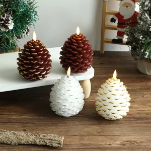 Noël pomme de pin LED bougie simulation lumière décoration maison ambiance cadeau de fête