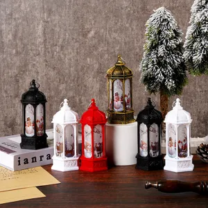 Christmas vintage hexagonal decorative wind lamp LED electronic candle night light gift.