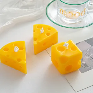 Soy Wax Cheese Shaped Scented Candle Creative Handmade Desktop Decor Photography Prop Wedding Party Favor