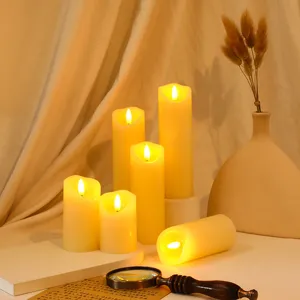 Candele a colonna LED luce gialla calda senza fiamma in paraffina elettronica per decorazione.