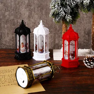 Retro hexagonal Christmas lantern LED electronic candle night light holiday decorative home ornament gift