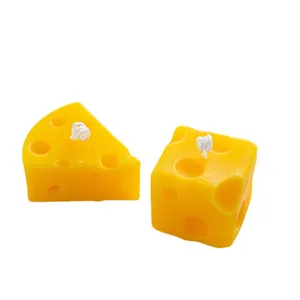 Cheese scented candle set, cute block and wedge design for home decor and party gifts.