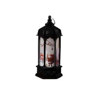 Christmas decorative lantern vintage hexagonal LED night light holiday gift tabletop ornament