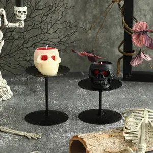 Αρωματικό κερί κρανίο Halloween με βάση, τρομακτική γοτθική διακόσμηση για πάρτι.