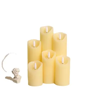 Set di 6 candele LED a pilastro in paraffina, luce calda senza fiamma per decorare la casa.