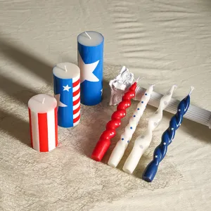 Patriotic scented candles pillar spiral decorative candles set for home festival party decor