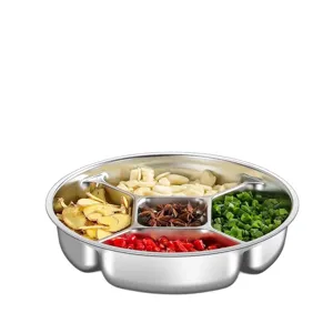 Plateau de Préparation 5 Grilles en Acier Inoxydable 304 Assiette de Service Divisée Multifonctionnelle Cuisine Légume