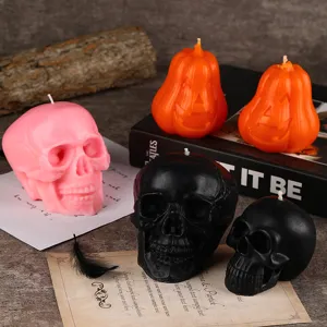Halloween Duftkerze Totenkopf Kürbis Form Wachs für gruselige Party Deko und Geschenk