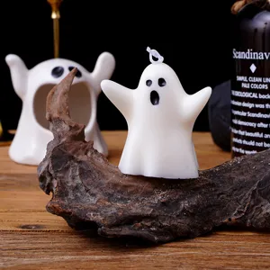 Bougie parfumée fantôme d'Halloween accessoire photo, cire blanche artisanale.