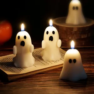 Bougie Parfumée Fantôme d'Halloween Fait Main Cire de Soja Mignonne Figurine de Fantôme Bougie d'Aromathérapie pour Décoration de Fête à la Maison