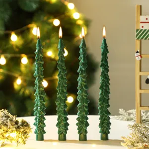 Christmas tree scented taper candles festive holiday decoration party table setting aesthetic props