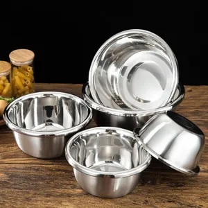 Thickened Stainless Steel Mixing Bowl Multifunctional Kitchen Cooking Basin For Salad And Dough Kneading