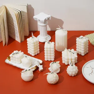 Velas aromáticas artesanales de cera de soya, set de regalo de velas geométricas de burbuja.