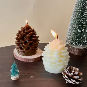 Christmas pinecone soy wax scented candle, burning candle for holiday gift and decor.