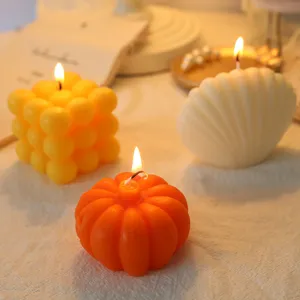 Scented candles set aesthetic bubble pumpkin shell soy wax home decor photography props gift