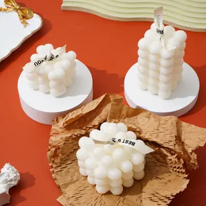 Set de velas de burbujas de cera de soja artesanales, diseño aromático geométrico para decoración.