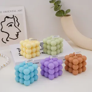 Geurige bubbel kubus kaarsen esthetische sojawas handgemaakte decoratie cadeaus 5st.