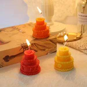 Creative 3-layer cake scented candle soy wax home decor birthday party photography prop gift