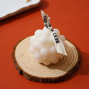 Vela aromática de cera de soja hecha a mano con diseño de burbujas, decoración y regalo.