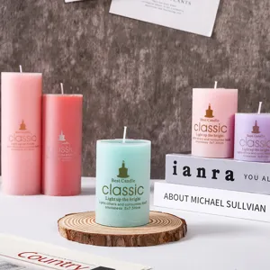 Candele profumate cilindriche in cera di soia per decorazioni domestiche e aromaterapia, senza fumo.