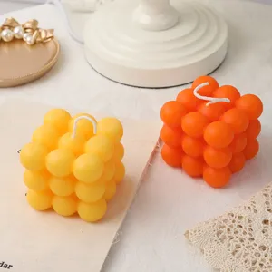 Creative cube bubble scented soy wax candle for home decor and photography props details