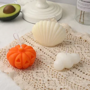 Creative soybean wax scented candle set featuring cute pumpkin shell and cloud shapes for home decor