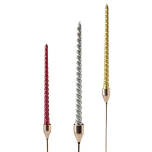 Set di candele lunghe tortigliate in stile europeo, candele decorative per feste di compleanno.