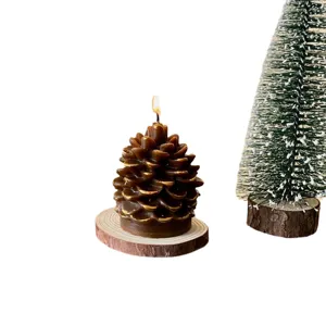 Christmas pinecone scented soy wax candle burning gift photography prop home decor items