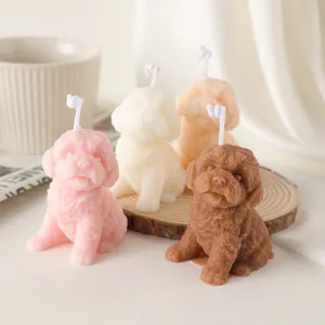 Cute poodle shaped scented candles set soy wax cute dog aroma candle home decor gifts