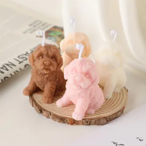 Cute Teddy puppy scented candle soy wax animal aroma candle for birthday gift home decor.