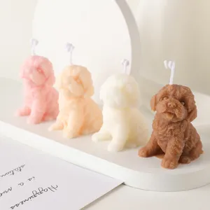 Cute Puppy Shaped Scented Candle Soy Wax Aromatherapy Candle Desktop Ornament Birthday Gift Home Decor Fragrance