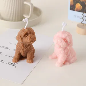 Cute poodle scented candle soy wax animal shape decorative candle for birthday gift home decor