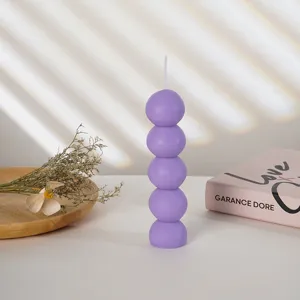 Candela a pilastro a bolle viola a 5 sfere profumata estetica per arredamento casa e festa romantica