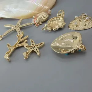 Ozean Stil Meeresmuschel Seestern Anhänger Set, vergoldete Türkis Koralle DIY Halskette Schmuck.