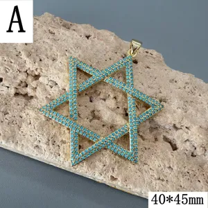 Türkis Hexagramm Anhänger Vergoldet Stern Form DIY Schmuck Zubehör Accessoires