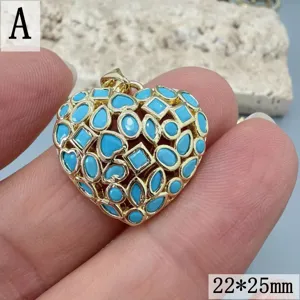 Blauer Türkis Herz Anhänger DIY Halskette Zubehör Charm modischer Schmuck 22x25mm
