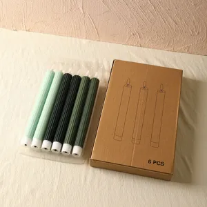 Lot de 6 bougies coniques LED cannelées bougies électroniques décoratives en cire