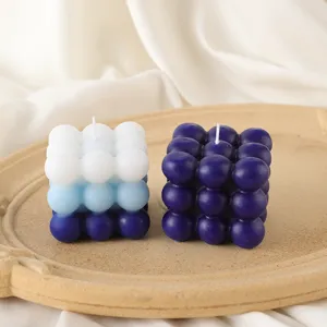 INS Style Gradient Bubble Scented Candle Aesthetic Soy Wax Cube Candle for Home Decor