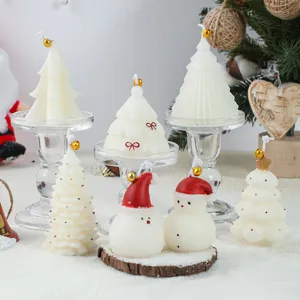 Christmas tree scented candle set snowman wax ornaments holiday desktop decorative gifts