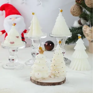 Christmas tree scented candle geometric shape holiday home decor ornament detail