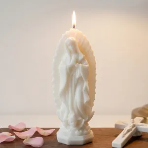 Virgin Mary shaped scented candle, white prayer statue wax candle for home decor gift.